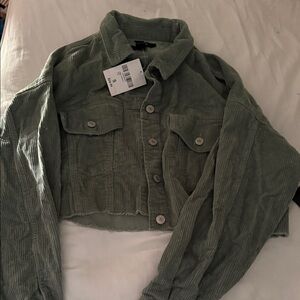 Green Corduroy Cropped Jacket new with tags size small